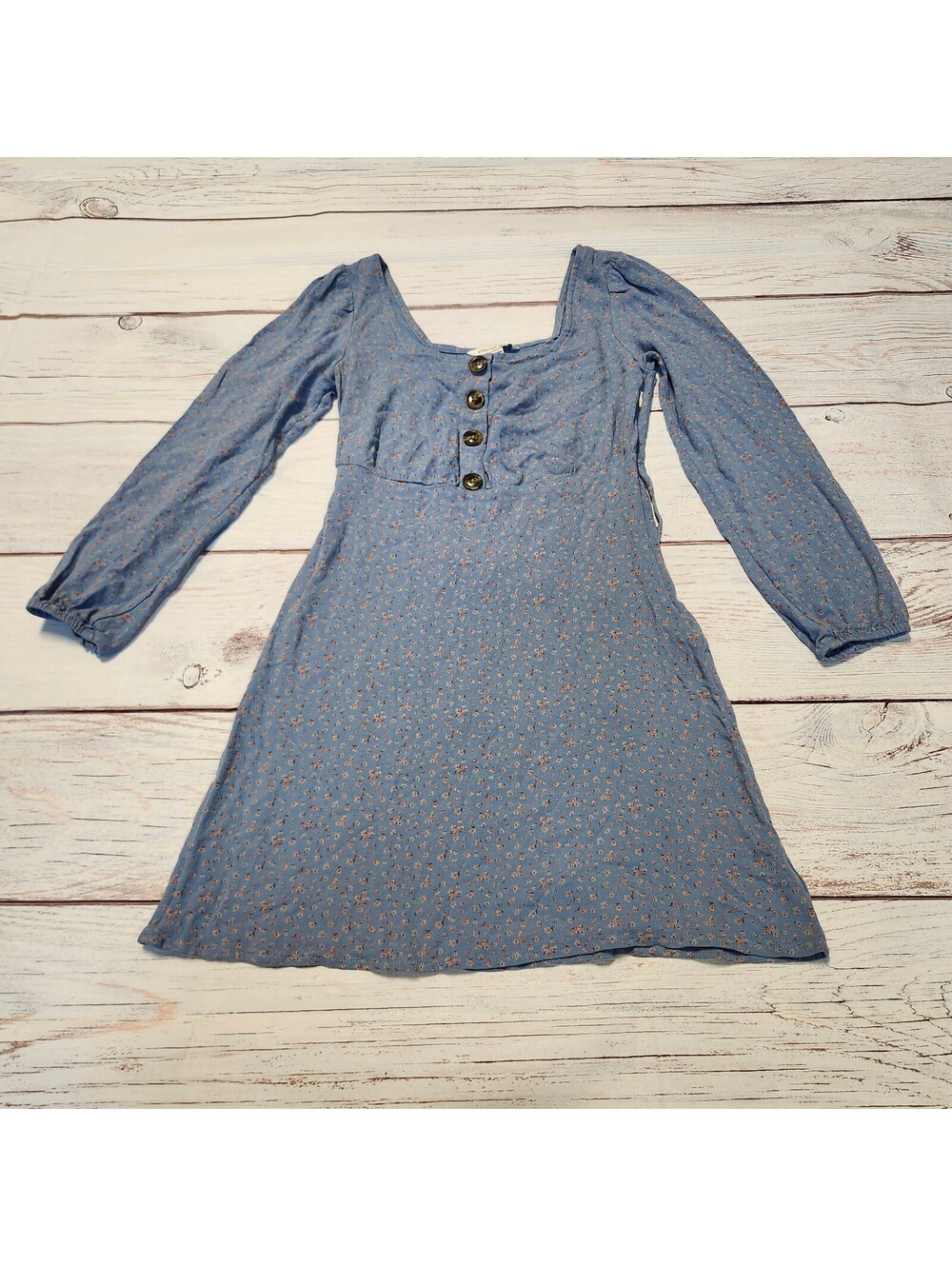 American Eagle Outfitters Blue Floral Long Sleeve Dress XS
